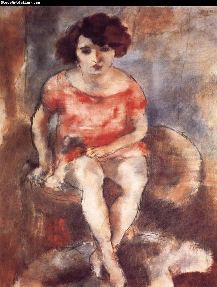 Jules Pascin The woman wearing the red garment